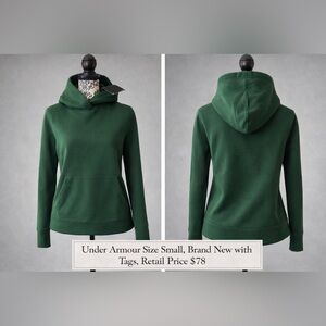 Under Armour Hoodie Size Small NWT Green Fleece Pullover Sweatshirt $78 Retail